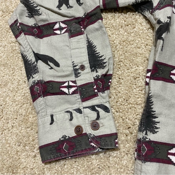 Woolrich Moose Deer Outdoor Tree Forest Aztec Flannel Long Sleeve Button Medium - Picture 6 of 13